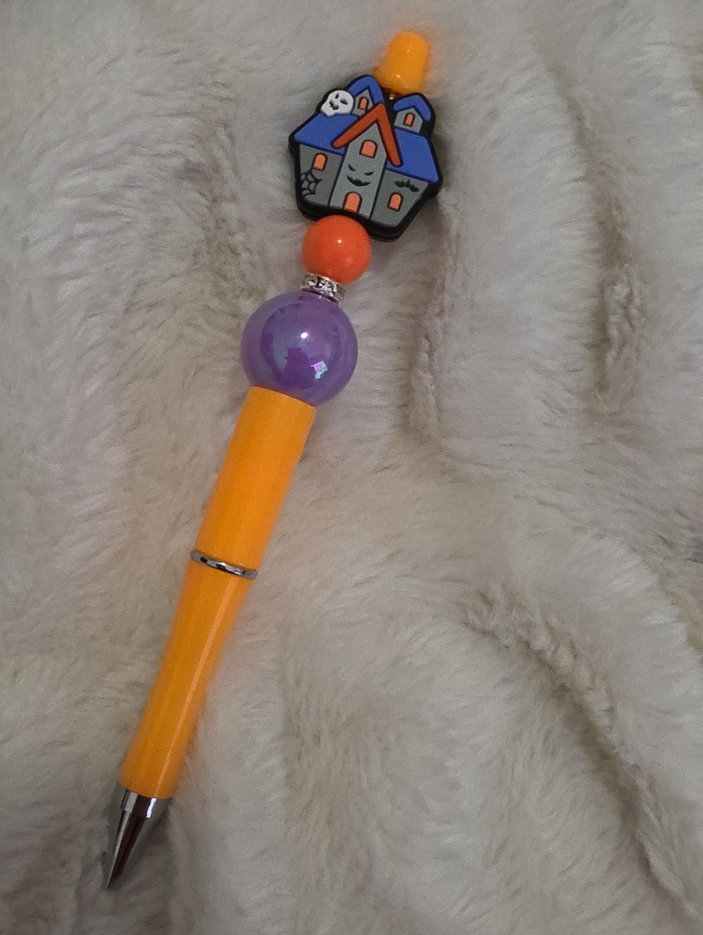 Novelty Orange and Purple Haunted House Decorative Pen